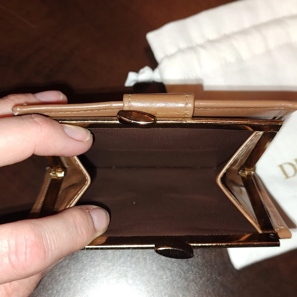 Christian Dior EUC+ Honeycomb Monogram Tan Leather Bifold Wallet (W79)